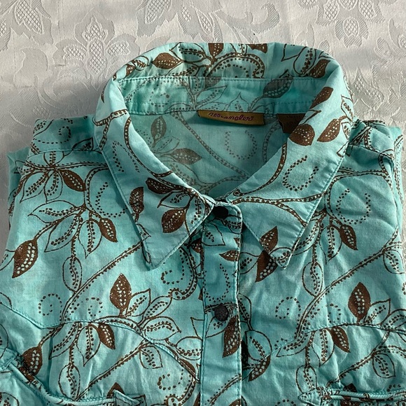 Wrangler Women Size Large Light Green Floral Studded Snap Western Shirt Blouse - Picture 2 of 12